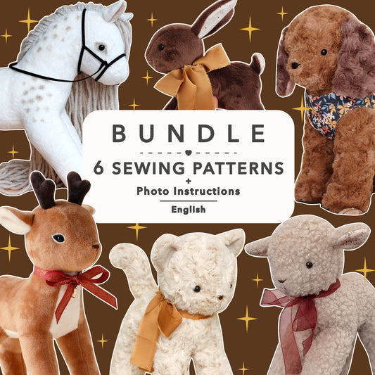 6 Stuffed Animal Sewing Pattern Bundle